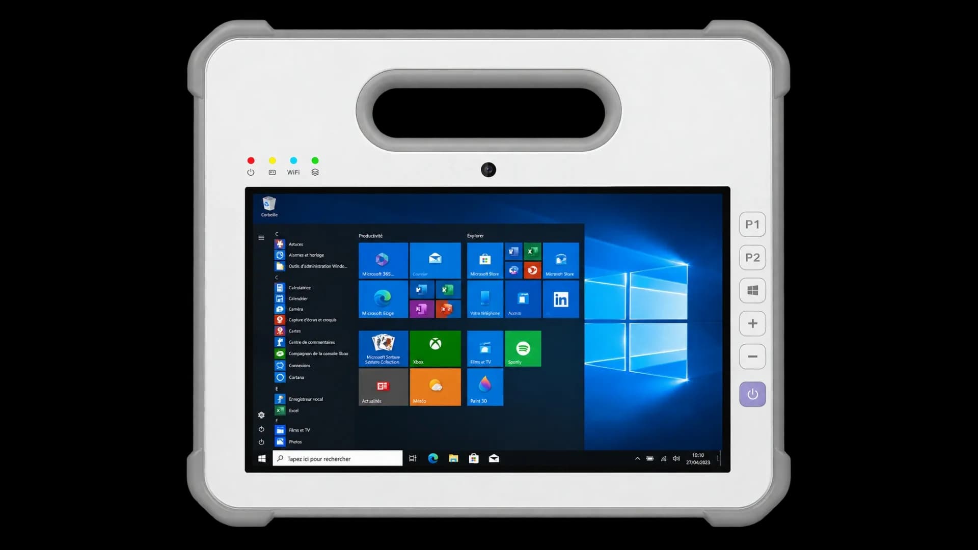 Vue de face de la tablette durcie CW-H10